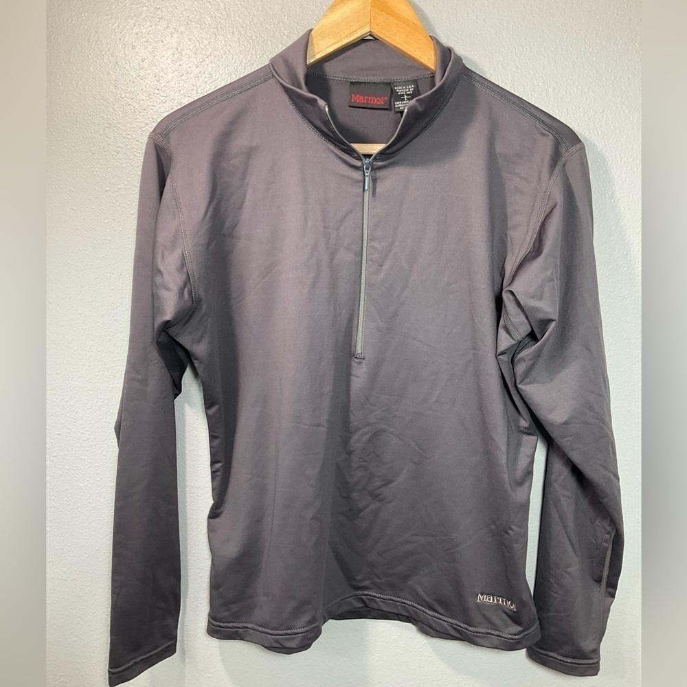 MARMOT Nylon Jacket Large Gray 3/4 Zip Up Womens Embroidered Logo